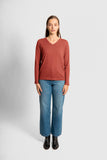 Vee Neck Merino Pullover - Cognac