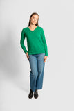 Vee Neck Merino Pullover - Emerald