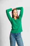 Vee Neck Merino Pullover - Emerald