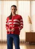 Hold the Line Cardigan - Flame Stripe