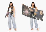 Artist Label Scarf - Flowers and Necklace