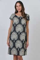 Linen Shift Dress - Date Palm