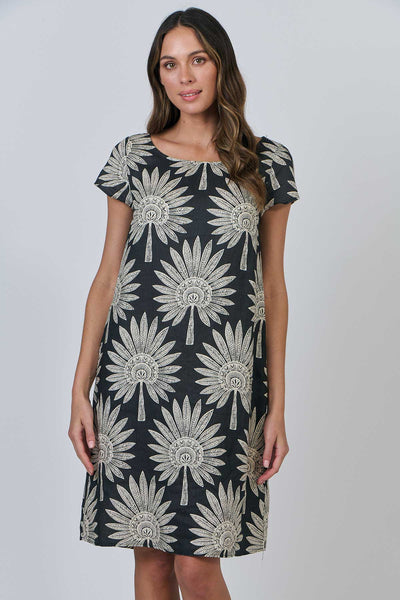 Linen Shift Dress - Date Palm