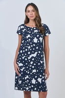 Linen Shift Dress - Ink Barnacles