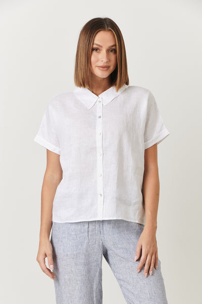 Boxy Collared Blouse - White