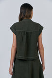 Button Front Blouse - Licorice
