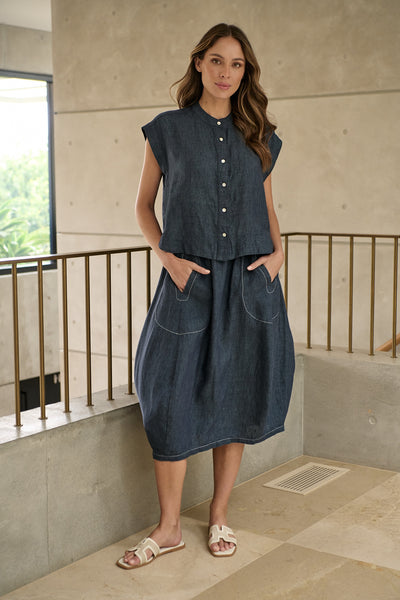 Linen Skirt - Poseidon