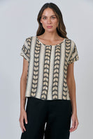 Crop Sleeve Blouse - Chevron