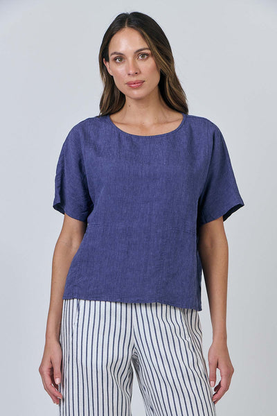 Linen Blouse - Blueberry