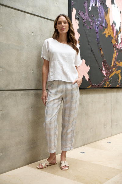 Linen Cropped Pants - Mesh