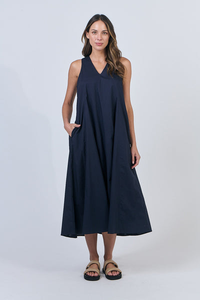 Cotton  Midi Dress- Ink