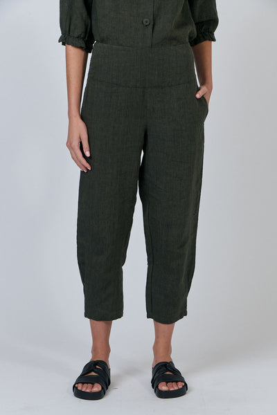 Linen Taper Pants - Licorice