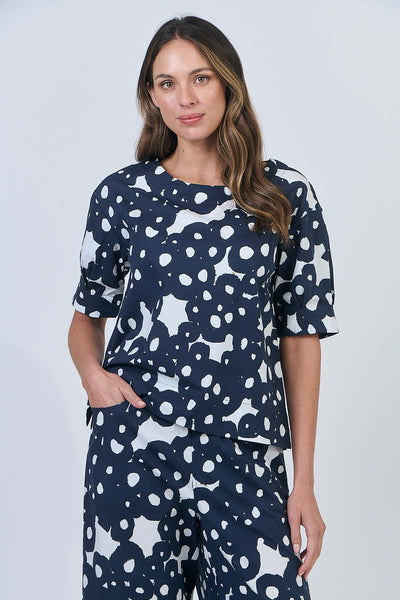 Round Neck Blouse - Ink Barnacles
