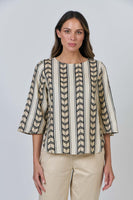 3/4 Sleeve Blouse - Chevron