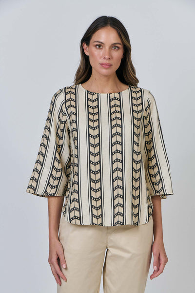 3/4 Sleeve Blouse - Chevron