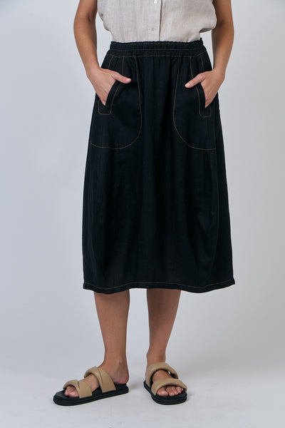 Linen Skirt - Black