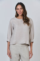 3/4 Sleeve Linen Top - Dune