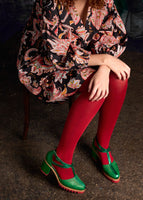 Geo Merino Wool Tights - Red