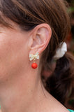 Red Bauble & Bow Christmas Earrings
