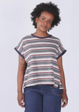 Haco Slouch Stripe Cotton Tee - Navy