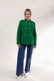 Boiled Wool Double Breasted Jacket - Green