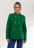 Boiled Wool Double Breasted Jacket - Green