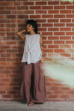 Coco Tie Front Linen Top - Houndstooth Natural