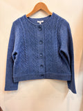 Boiled Wool Cable Knit Jacket - Denim