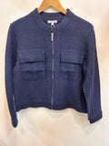 Boiled Wool Bomber Zip Jacket - Navy