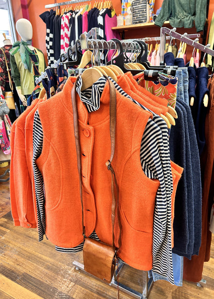 Boiled Wool High Collar Vest - Tango