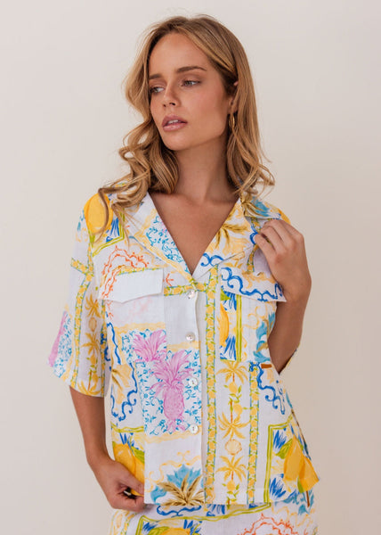 Linen Safari Shirt - Amalfi Dream