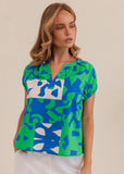 Puzzle Print Short Sleeve Top