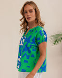 Puzzle Print Short Sleeve Top