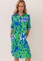 Puzzle Print Button Through Dress