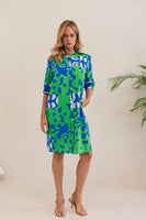 Puzzle Print Button Through Dress