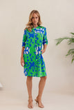 Puzzle Print Button Through Dress