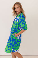 Puzzle Print Button Through Dress