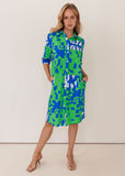 Puzzle Print Button Through Dress