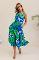 Puzzle Print Square Neck Dress