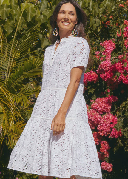 Keely Dress - White Embroidery