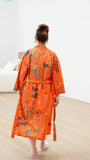 Protea Print Kimono - Orange