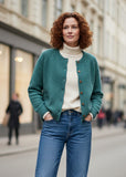 Korrine Lambswool Basket Cardi - Sea