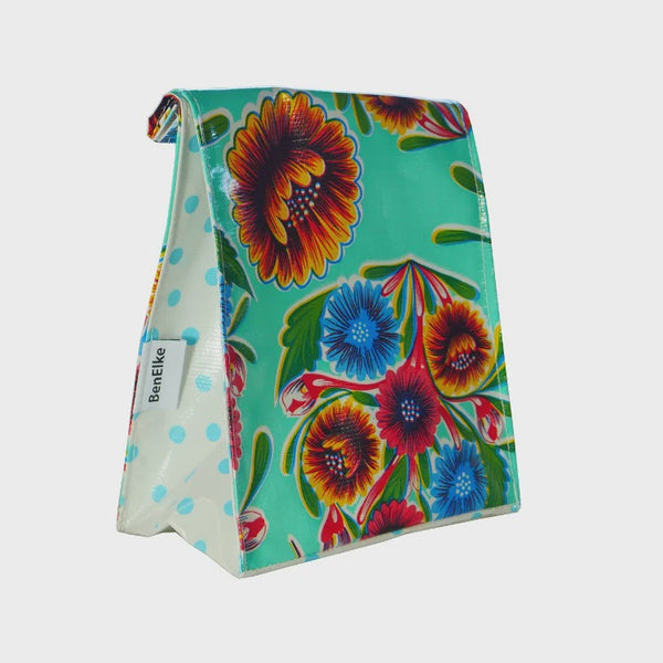 Oil Cloth Lunch Bag - Sweet Flower Mint