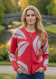 Leaf Organic Cotton Cardigan - Raspberry