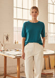 Lisa Linen Knit Tee - Turquoise