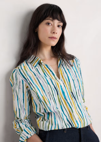 Larissa Shirt - Painterly Stripe Chalk