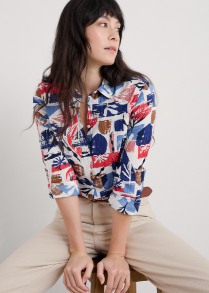 Larissa Shirt - Marine Forms Chalk