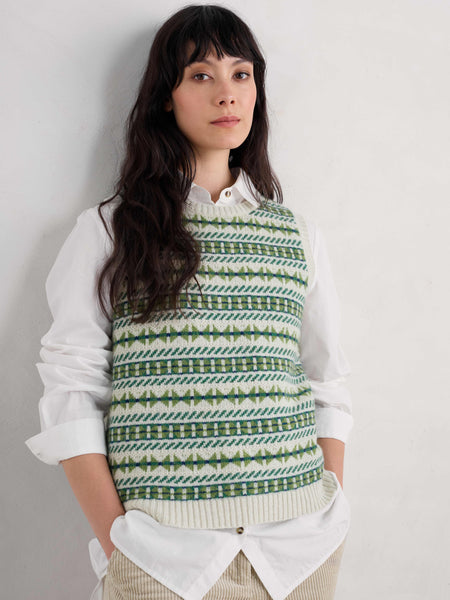 Lemon Porch Vest - Minvor Aran Cut Grass