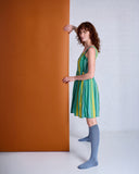 Long Rib Merino Wool Socks - Blue