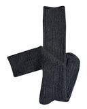 Long Rib Merino Wool Socks - Charcoal